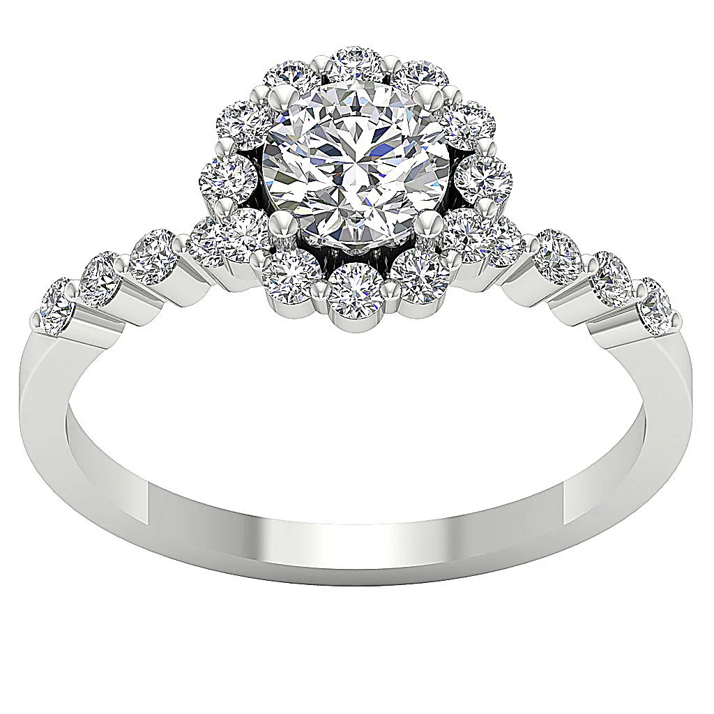 The Kyro Beautiful Round Cut Diamond Halo Solitaire Anniversary Ring 14k White Gold - Image 4