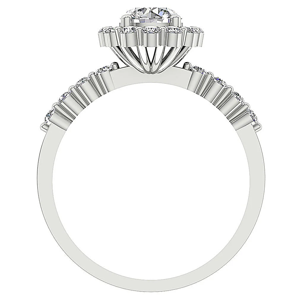 The Kyro Beautiful Round Cut Diamond Halo Solitaire Anniversary Ring 14k White Gold - Image 5