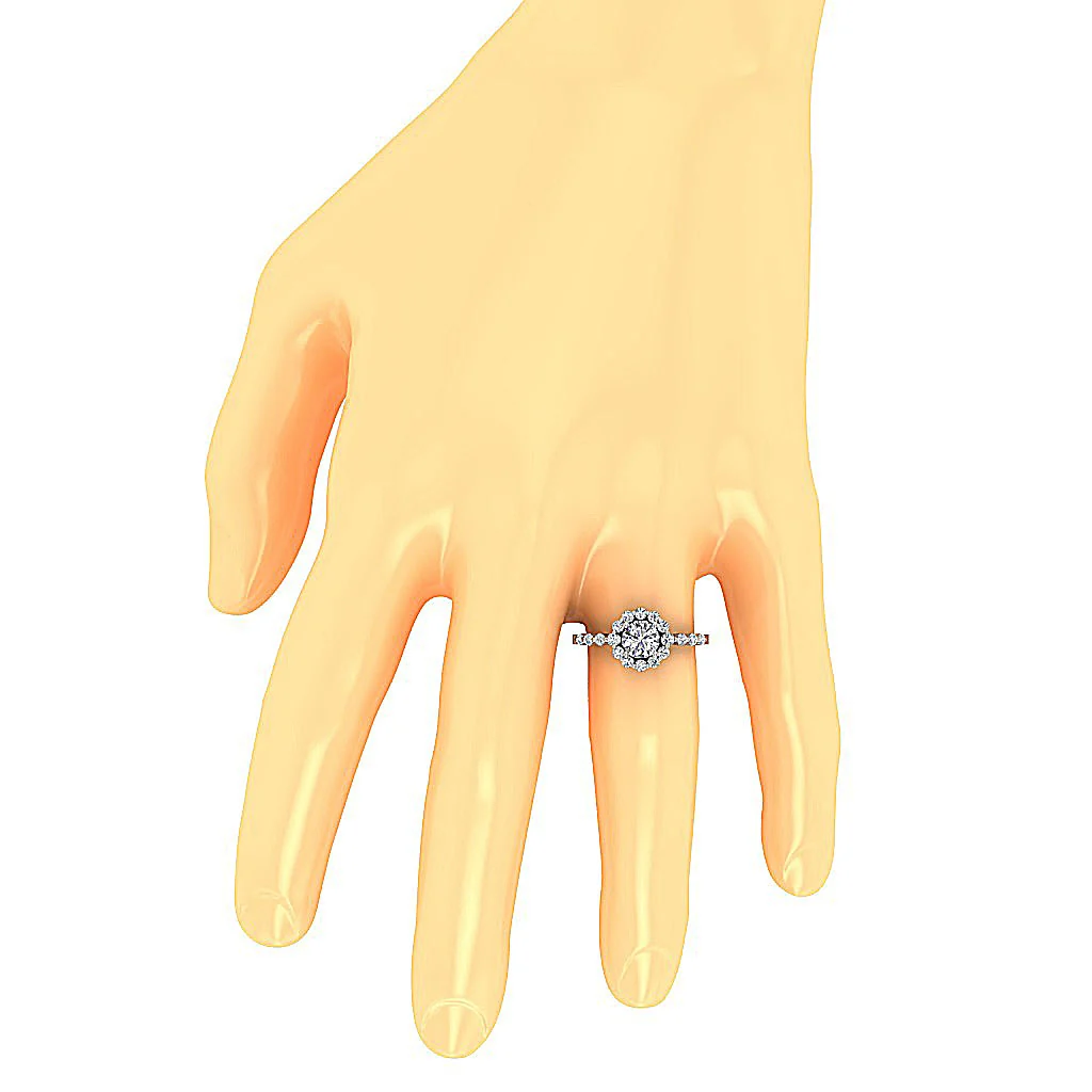The Kyro Beautiful Round Cut Diamond Halo Solitaire Anniversary Ring 14k White Gold - Image 7