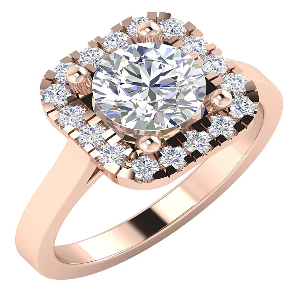 The Kyson Cushion Halo Solitaire Engagement 14k Yellow Gold Diamond Ring Prong Set - Image 3