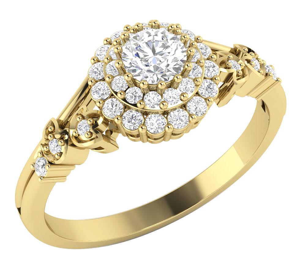 The Lacey Genuine Diamond Double Halo Engagement Ring 14K Solid Gold 8.60 mm - Image 2