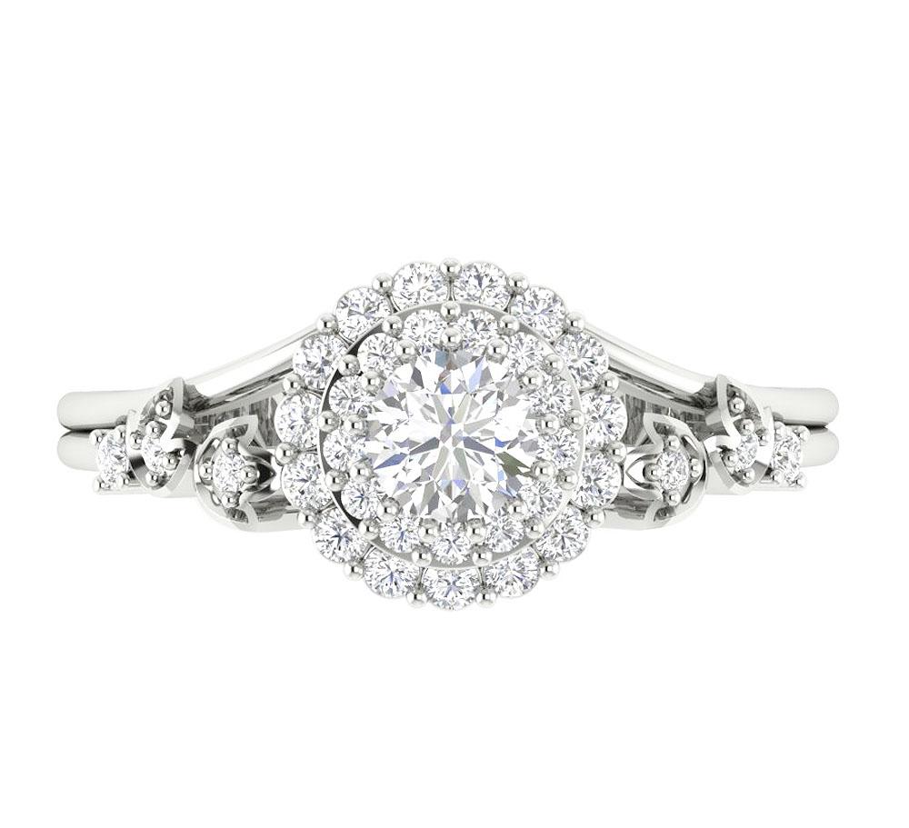The Lacey Genuine Diamond Double Halo Engagement Ring 14K Solid Gold 8.60 mm - Image 4