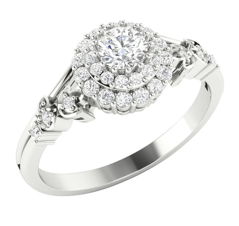 The Lacey Genuine Diamond Double Halo Engagement Ring 14K Solid Gold 8.60 mm - Image 5