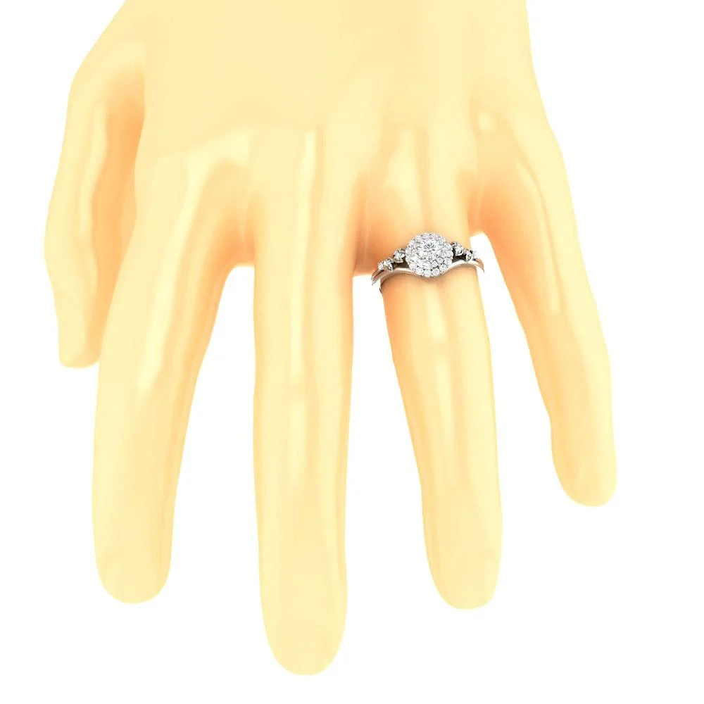 The Lacey Genuine Diamond Double Halo Engagement Ring 14K Solid Gold 8.60 mm - Image 6