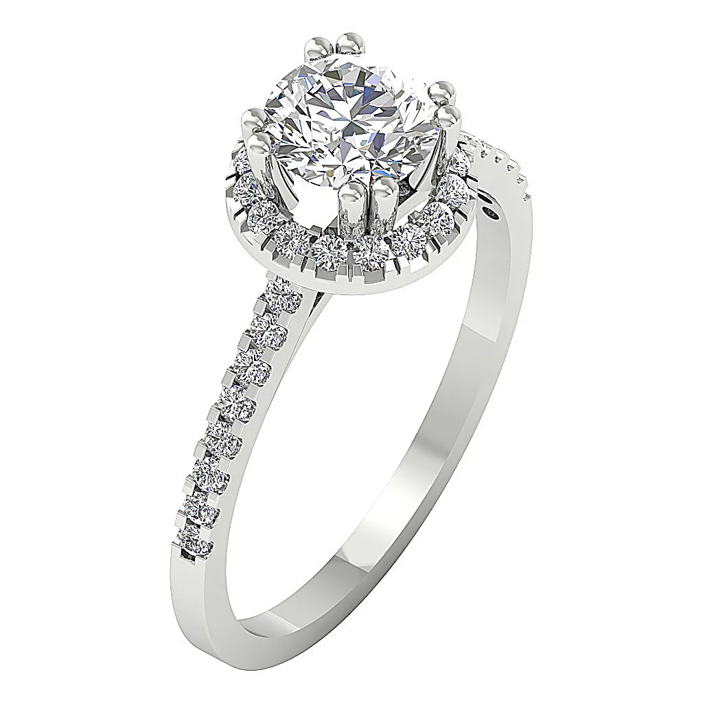 The Landyn 14k Yellow Gold Genuine Diamond Halo Engagement Solitaire Ring Prong Set - Image 2