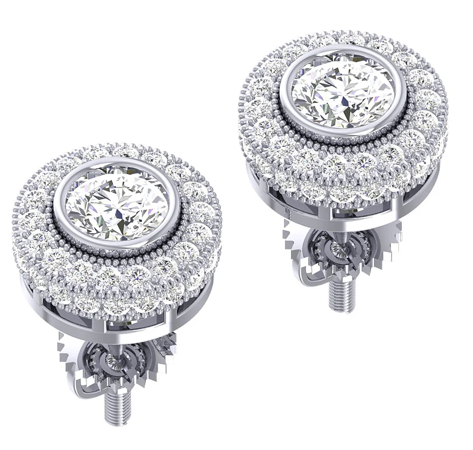 The Lane Milgrain Removable Solitaire Stud Earring Round Diamond 14K Yellow Gold - Image 4