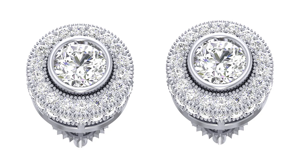 The Lane Milgrain Removable Solitaire Stud Earring Round Diamond 14K Yellow Gold - Image 6