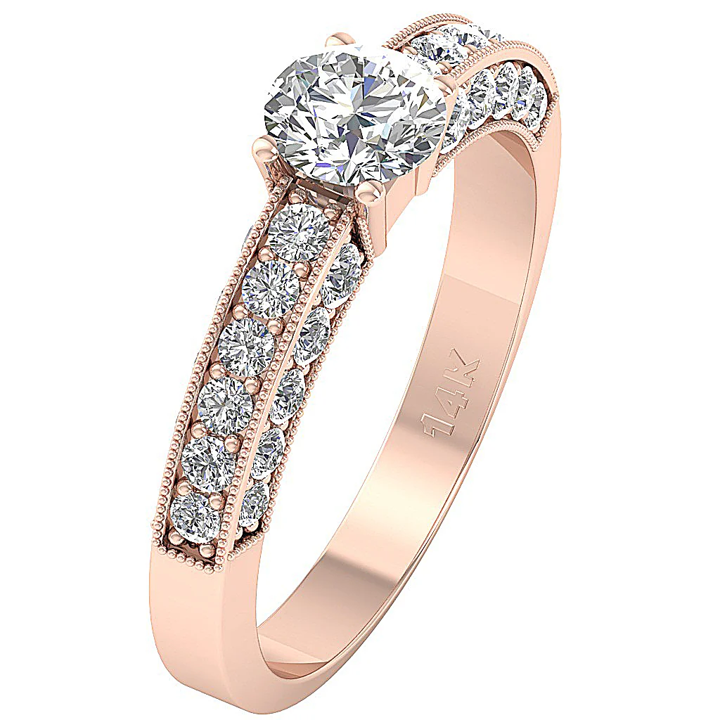 The Langston Round Diamond Solitaire Anniversary Ring 14k White Yellow Rose Gold