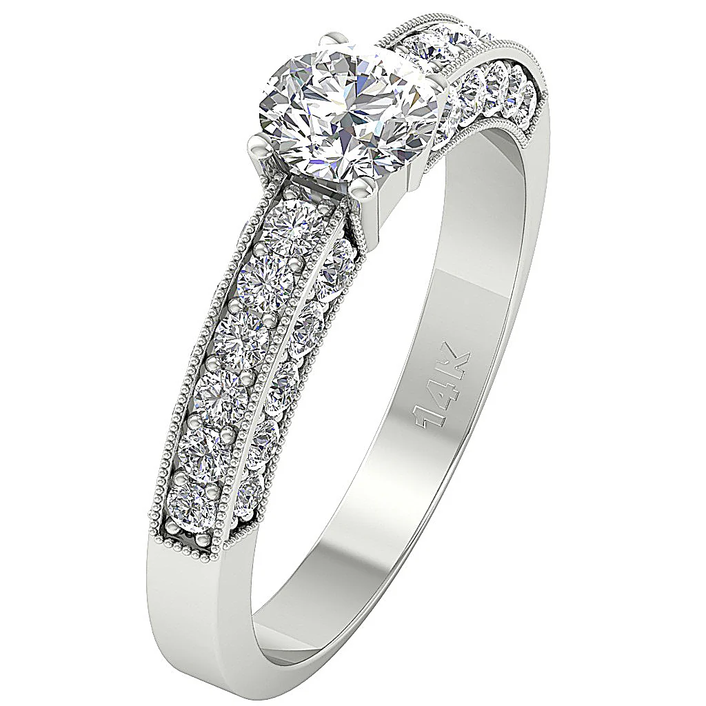 The Langston Round Diamond Solitaire Anniversary Ring 14k White Yellow Rose Gold - Image 2