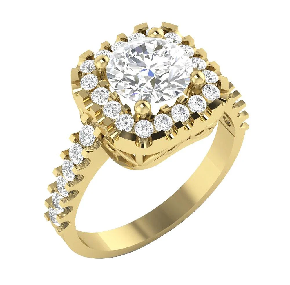 The Lauryn 14K Rose Gold Square Halo Engagement Solitaire Diamond Ring 11.65 mm - Image 3