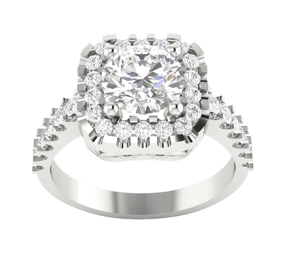 The Lauryn 14K Rose Gold Square Halo Engagement Solitaire Diamond Ring 11.65 mm - Image 4