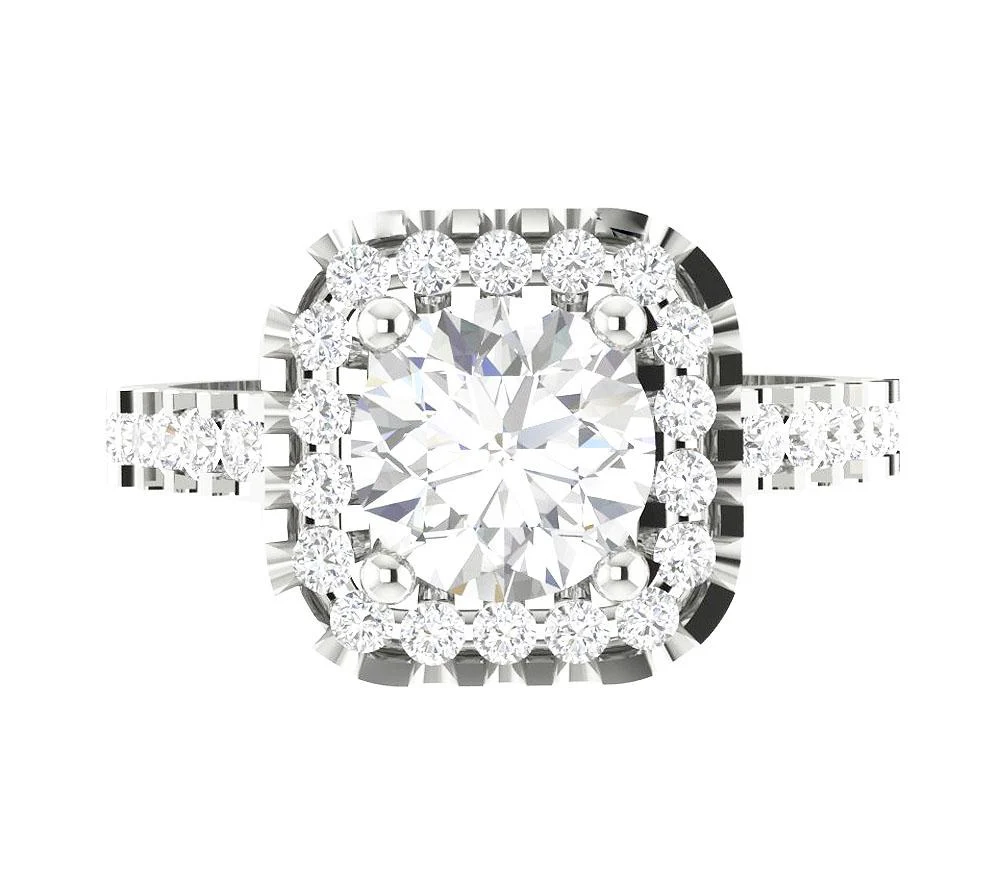 The Lauryn 14K Rose Gold Square Halo Engagement Solitaire Diamond Ring 11.65 mm - Image 6