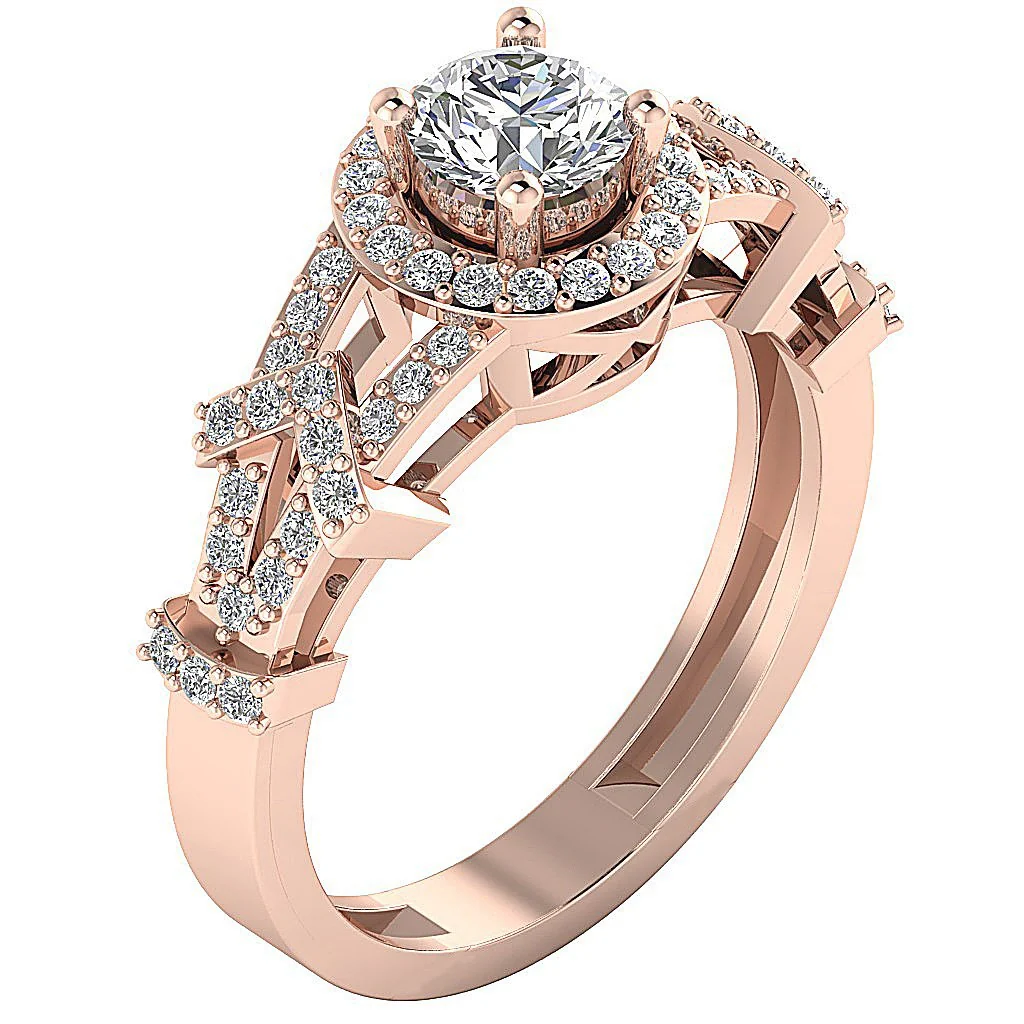 The Layne 14K Rose Gold Genuine Diamond Solitaire Engagement Ring Prong Set