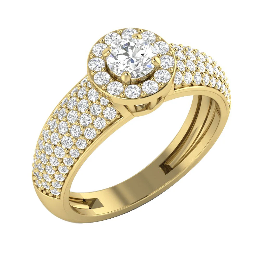 The Ledger Solitaire With Accents 14k Rose Gold Natural Diamond Halo Engagement Ring - Image 3