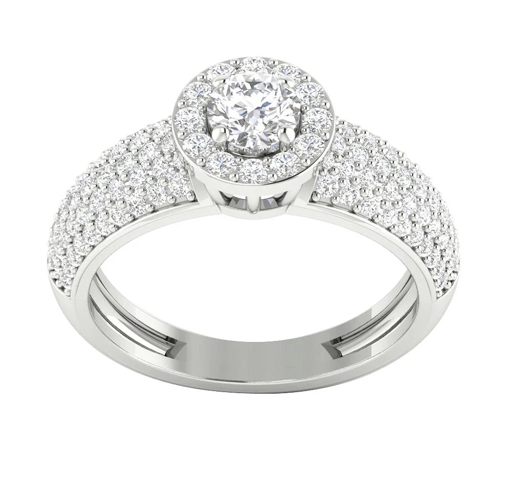 The Ledger Solitaire With Accents 14k Rose Gold Natural Diamond Halo Engagement Ring - Image 4