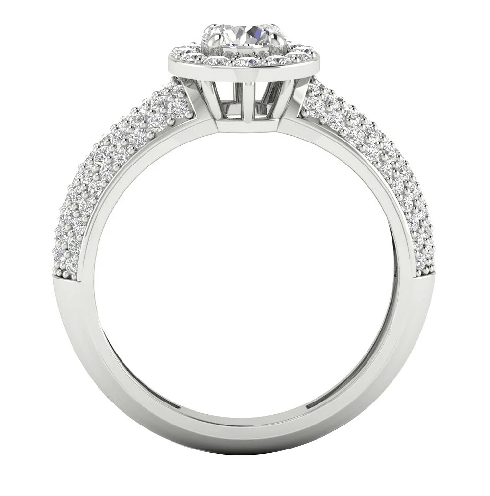 The Ledger Solitaire With Accents 14k Rose Gold Natural Diamond Halo Engagement Ring - Image 5