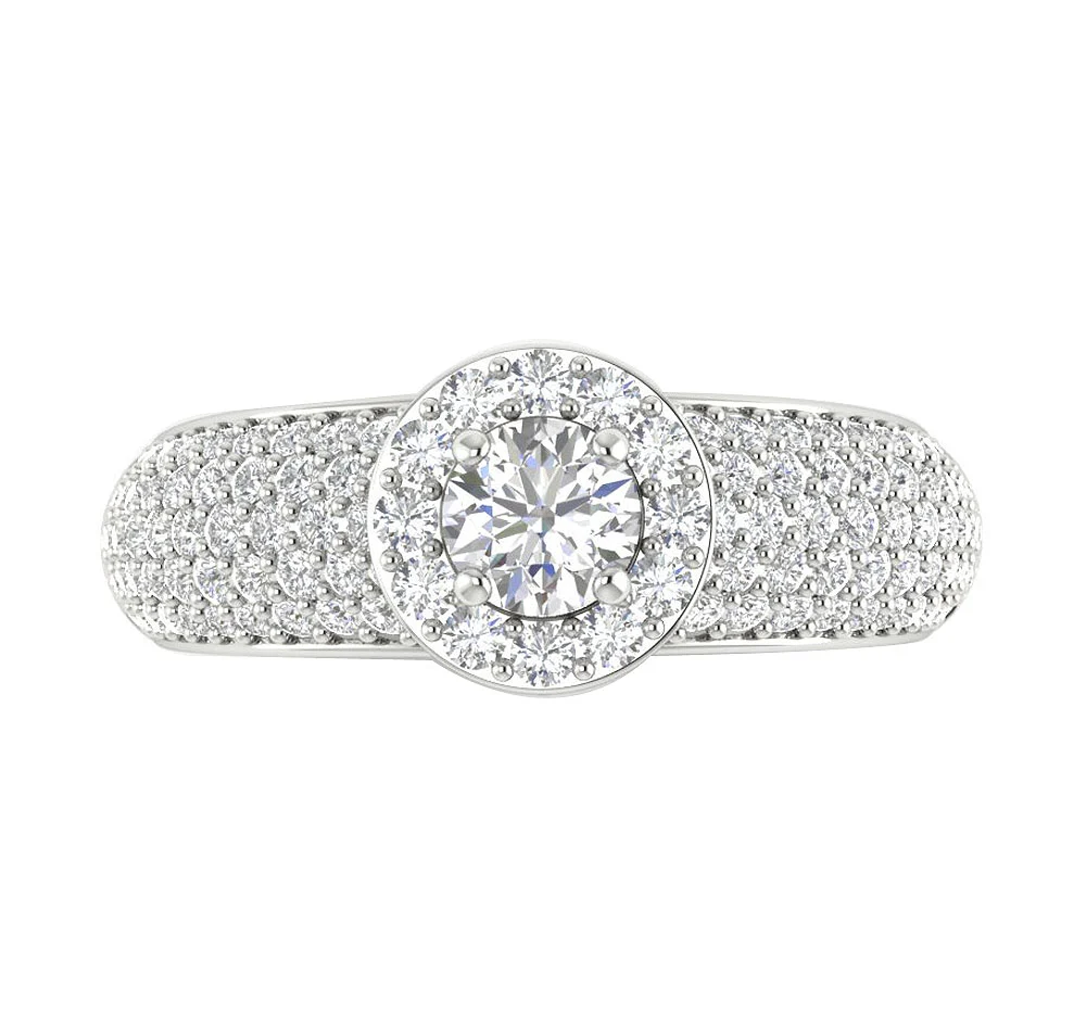 The Ledger Solitaire With Accents 14k Rose Gold Natural Diamond Halo Engagement Ring - Image 6