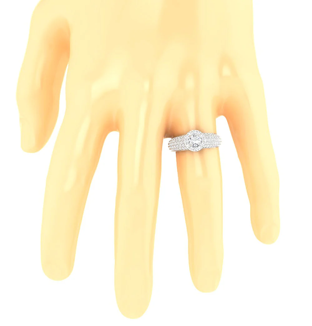 The Ledger Solitaire With Accents 14k Rose Gold Natural Diamond Halo Engagement Ring - Image 7