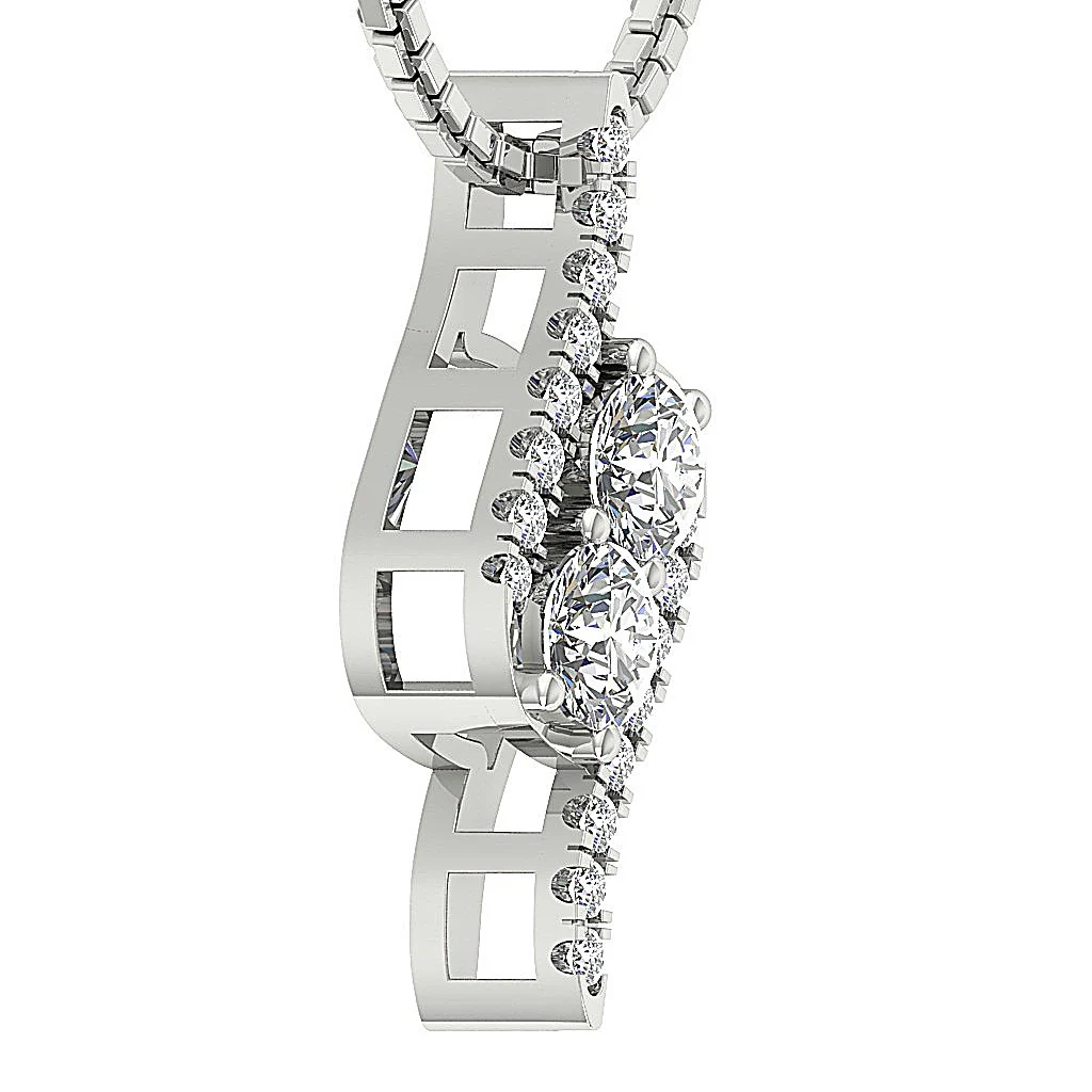 The Legend Forever 2 Stone Natural Diamond Fashion Pendant Necklace 14k Solid Gold - Image 4