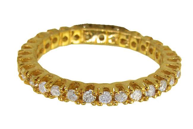 The Leighton 14K Solid Yellow Gold Genuine Diamond Eternity Ring Prong Set - Image 2