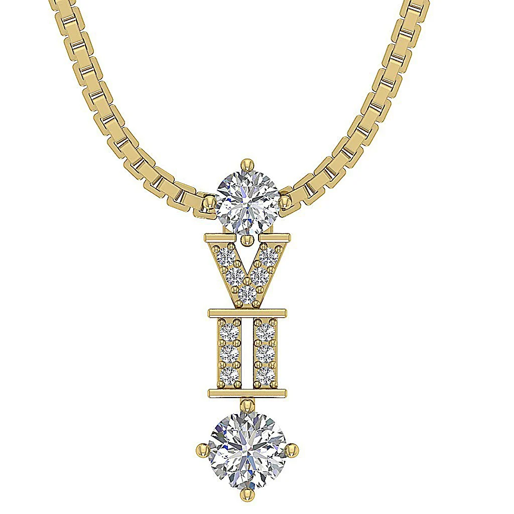The Lennox 14k Yellow Gold Round Brilliant Cut Diamond Fashion Pendant Necklace