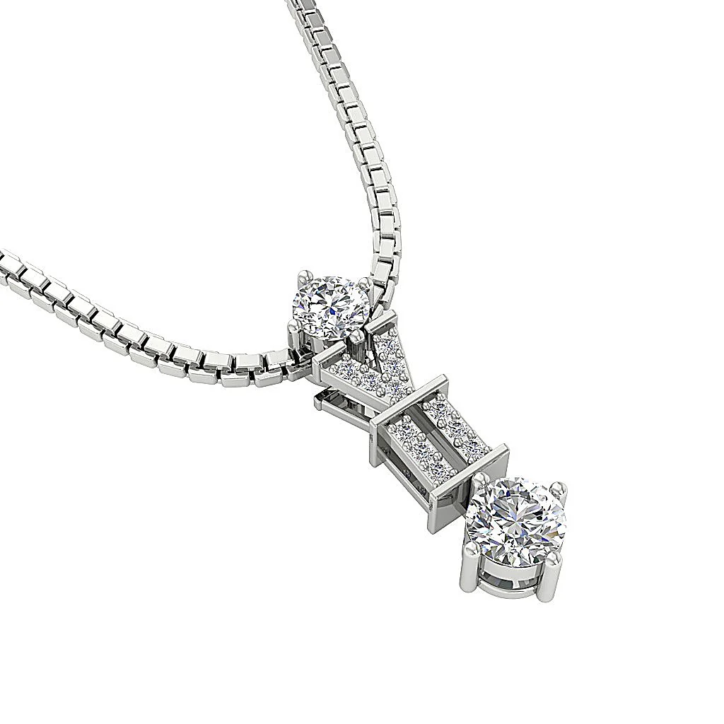 The Lennox 14k Yellow Gold Round Brilliant Cut Diamond Fashion Pendant Necklace - Image 2