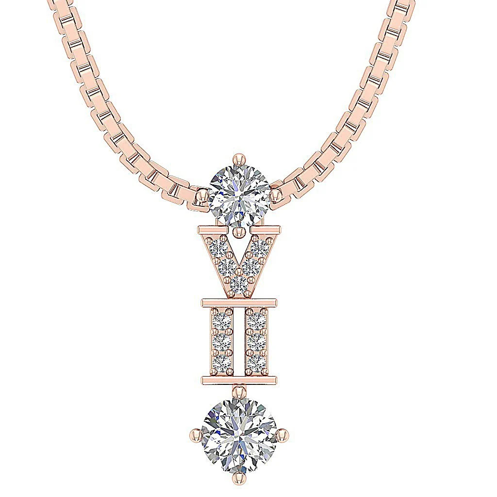 The Lennox 14k Yellow Gold Round Brilliant Cut Diamond Fashion Pendant Necklace - Image 3