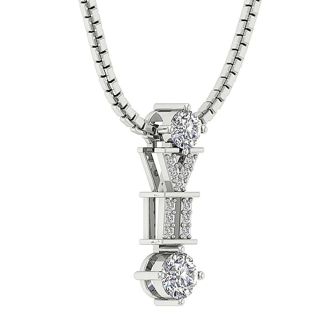 The Lennox 14k Yellow Gold Round Brilliant Cut Diamond Fashion Pendant Necklace - Image 4