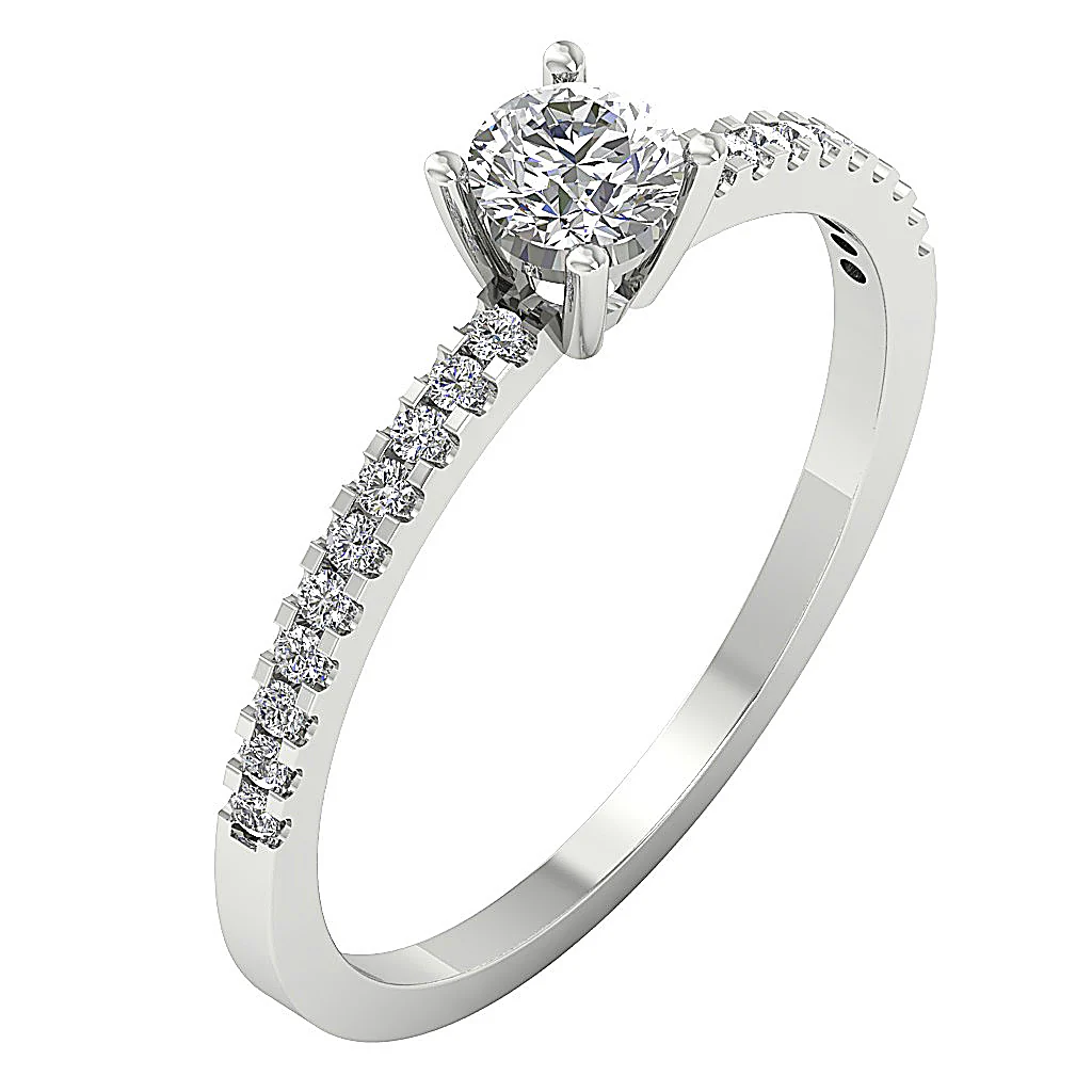 The Lenora Prong Set Solitaire Anniversary Ring Natural Round Diamond 14K Gold