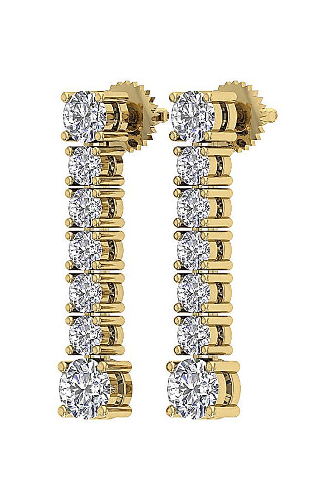 The Leo Prong Set Dangle Earring Genuine Diamond 14K Yellow Gold 0.82 Inch - Image 4