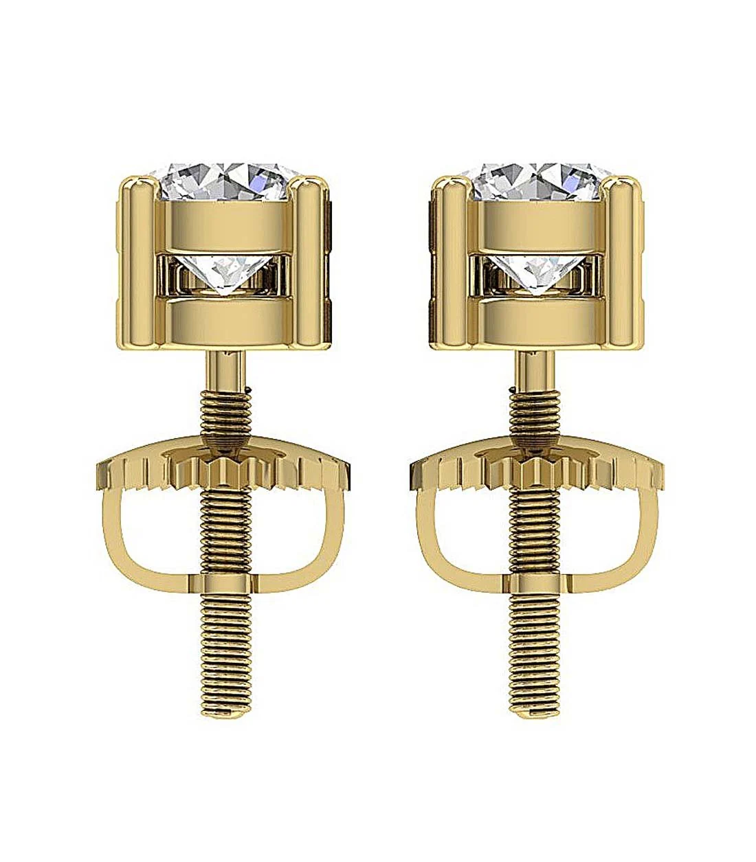 The Leo Prong Set Dangle Earring Genuine Diamond 14K Yellow Gold 0.82 Inch - Image 7