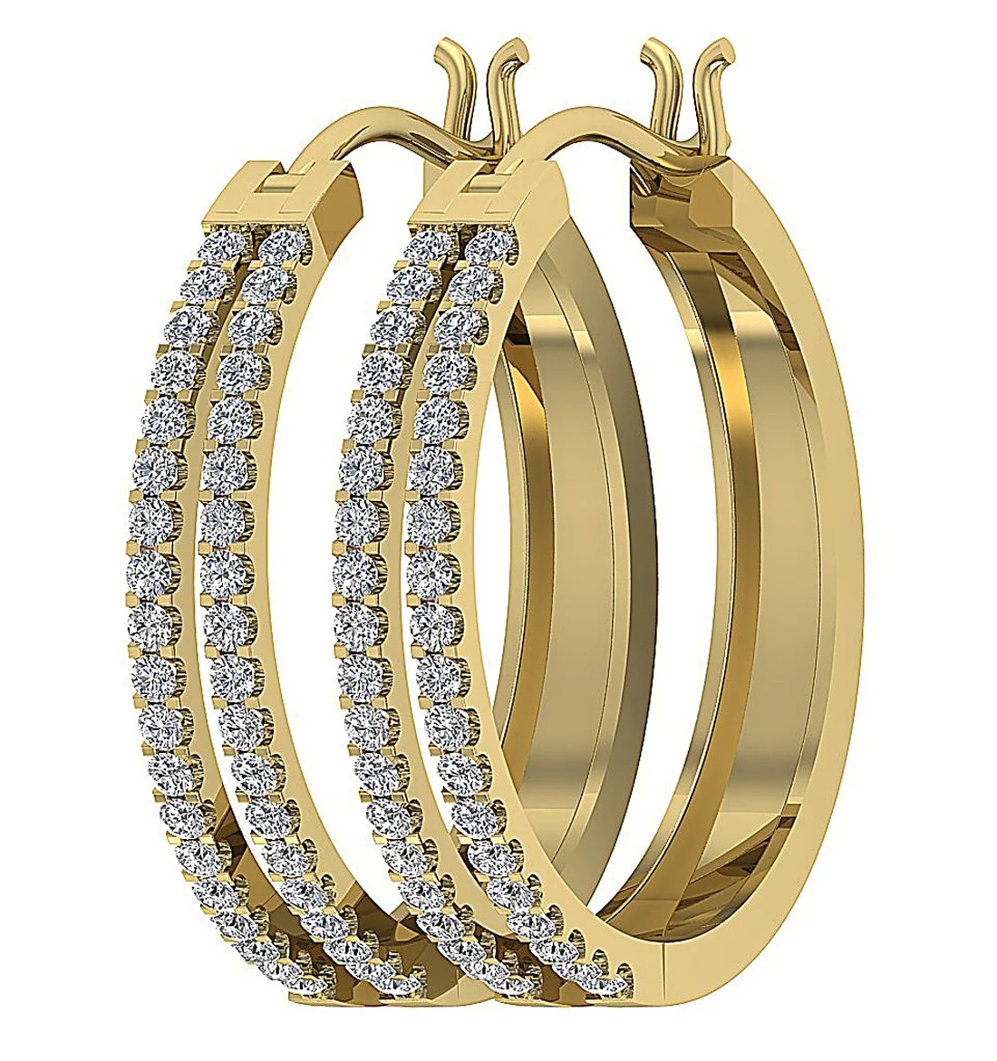 The Leon Genuine Diamond 14k White Yellow Rose Gold Handmade Hoop Earring - Image 11