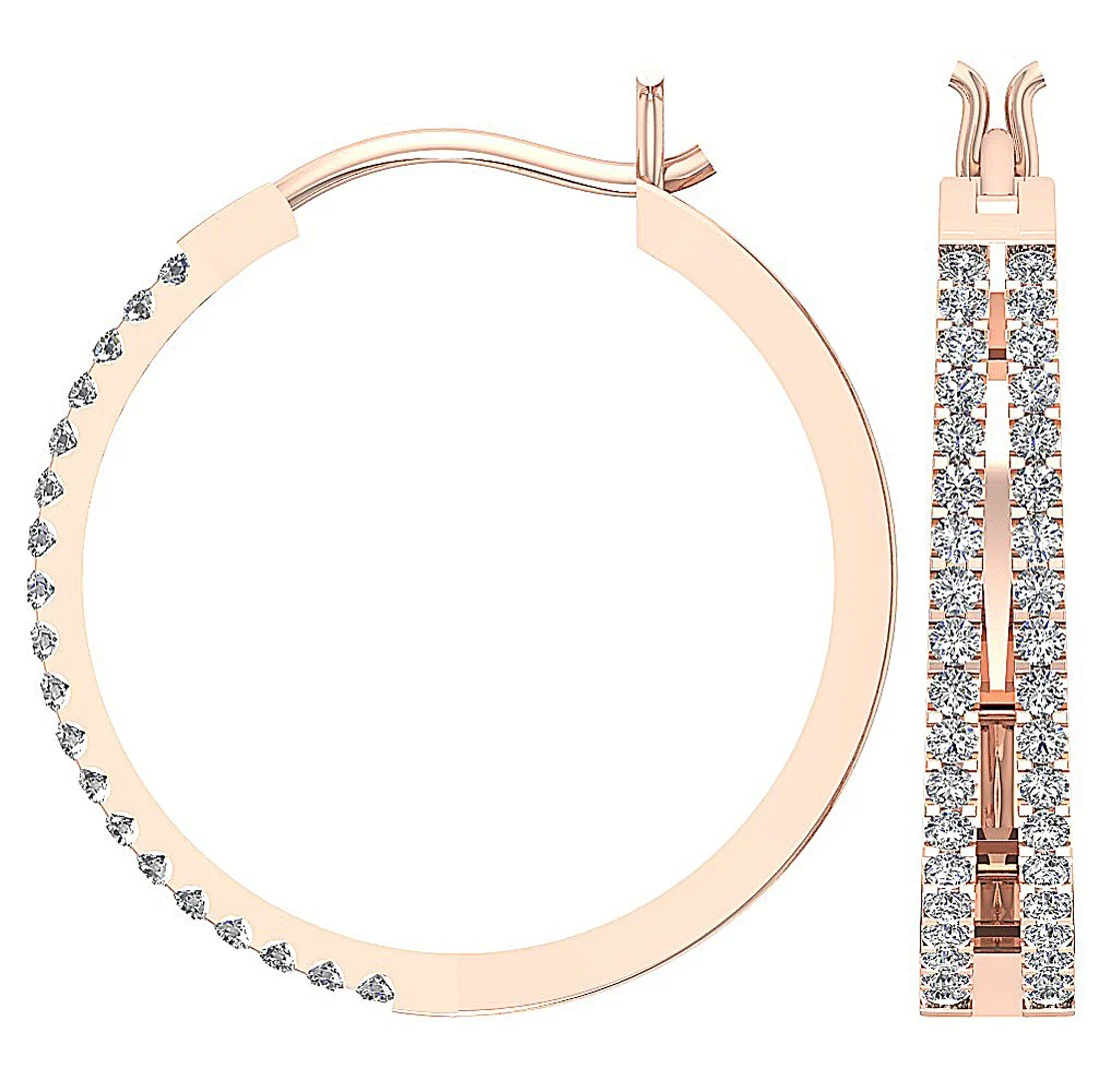 The Leon Genuine Diamond 14k White Yellow Rose Gold Handmade Hoop Earring - Image 12
