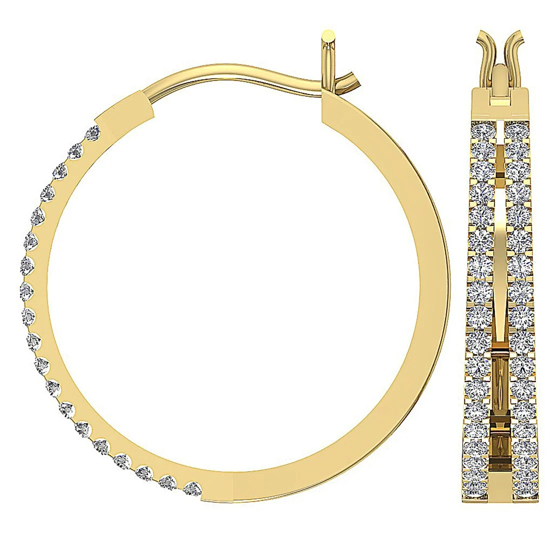 The Leon Genuine Diamond 14k White Yellow Rose Gold Handmade Hoop Earring - Image 2