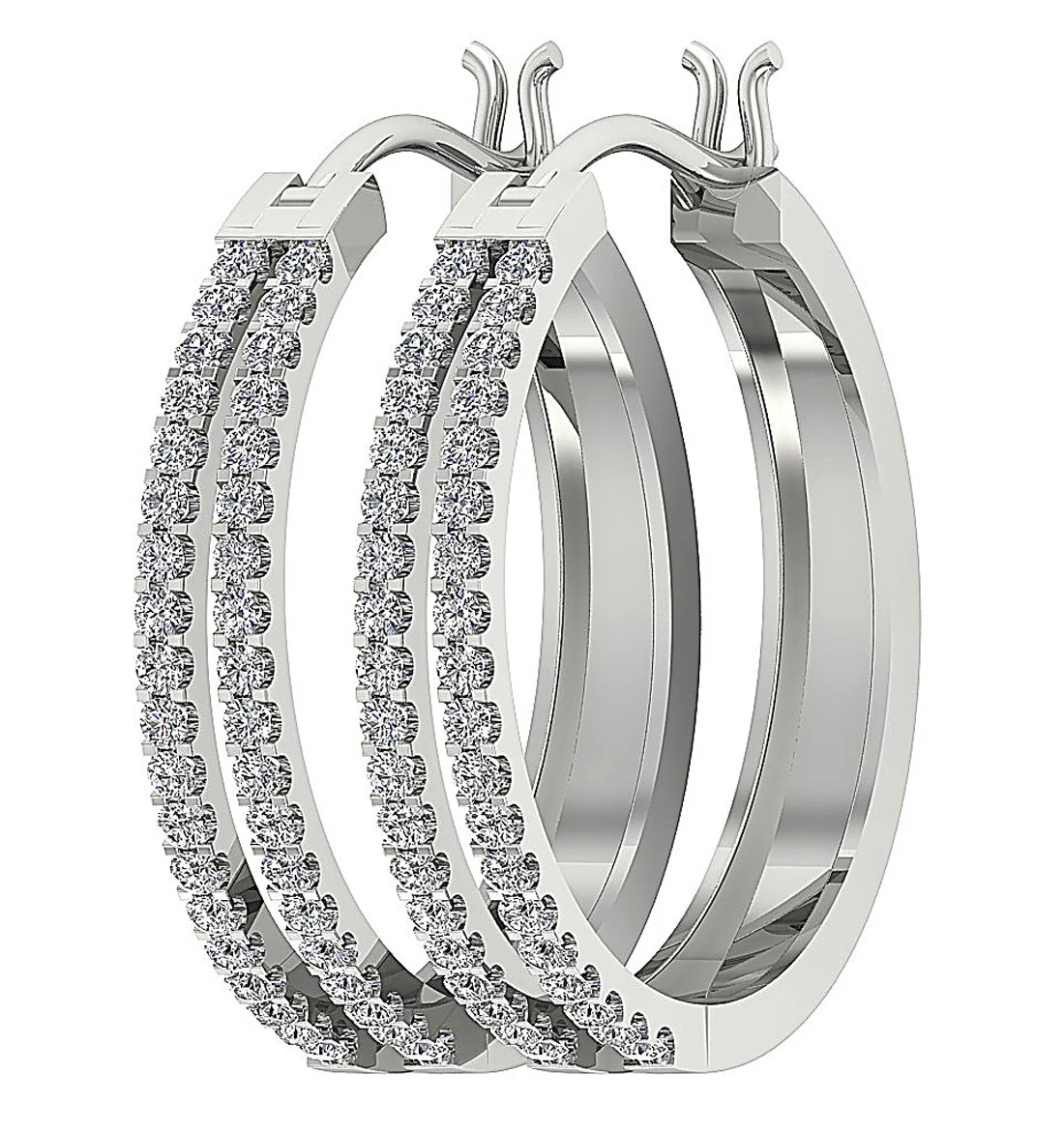 The Leon Genuine Diamond 14k White Yellow Rose Gold Handmade Hoop Earring - Image 4