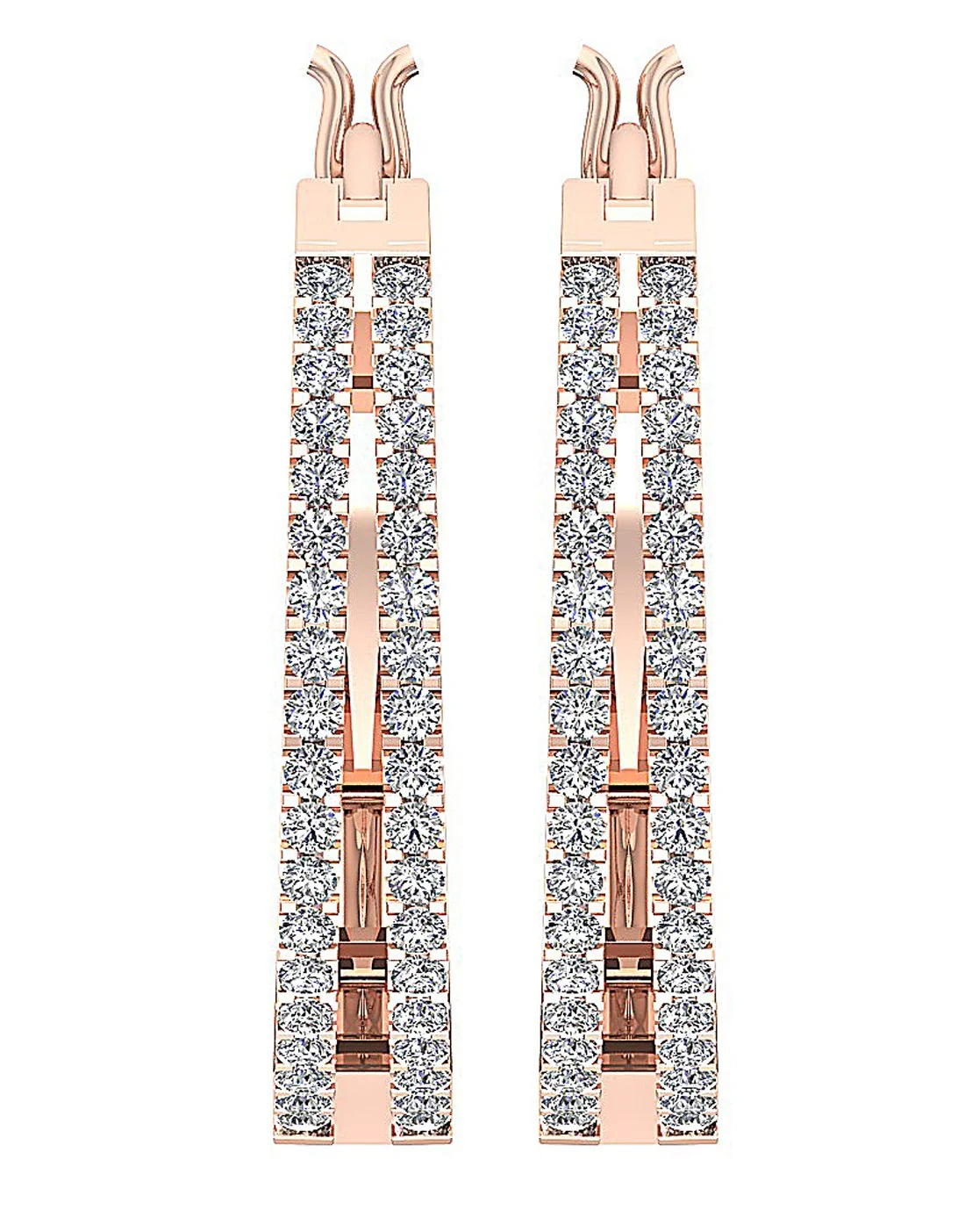 The Leon Genuine Diamond 14k White Yellow Rose Gold Handmade Hoop Earring - Image 5