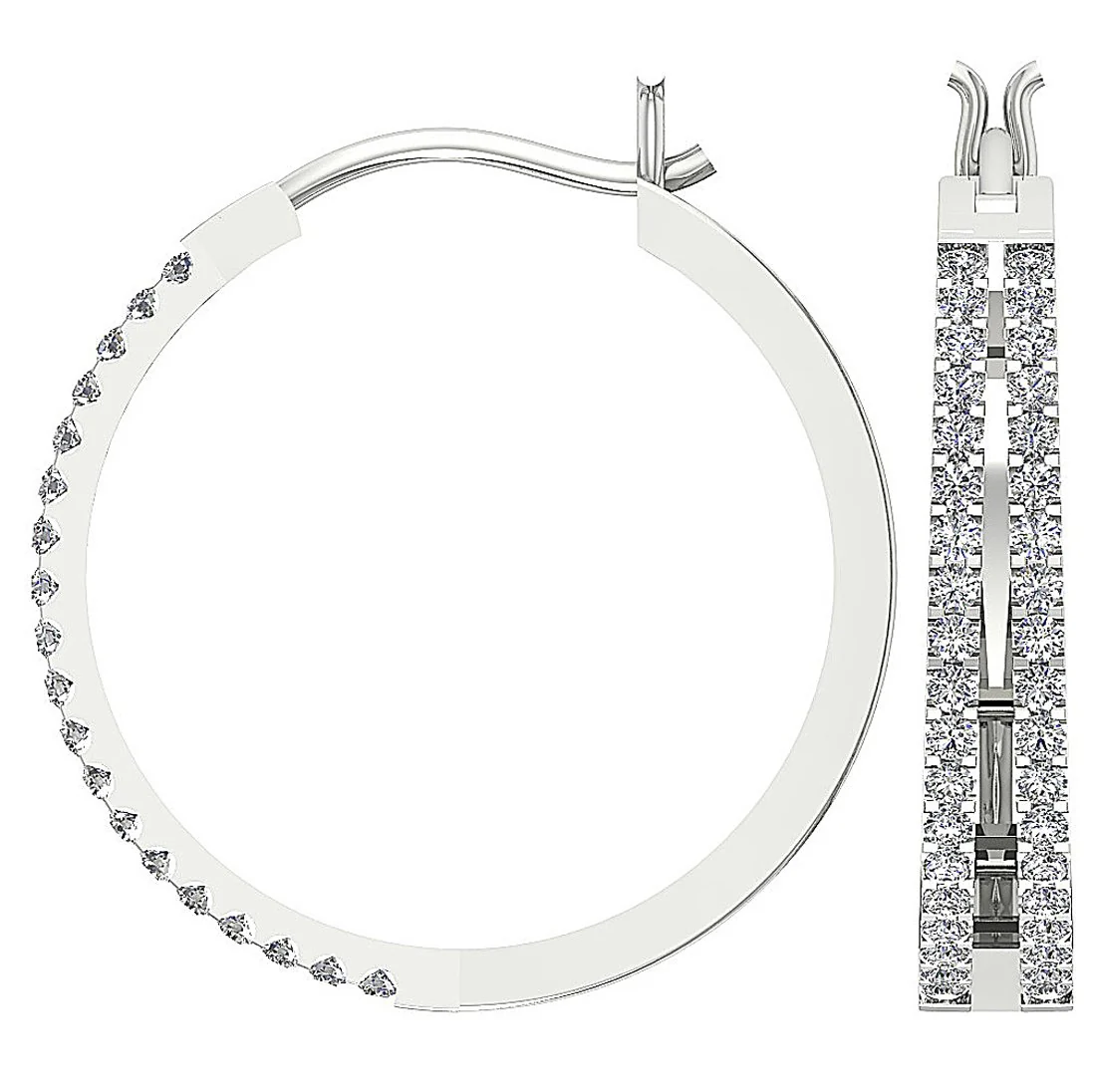 The Leon Genuine Diamond 14k White Yellow Rose Gold Handmade Hoop Earring - Image 6