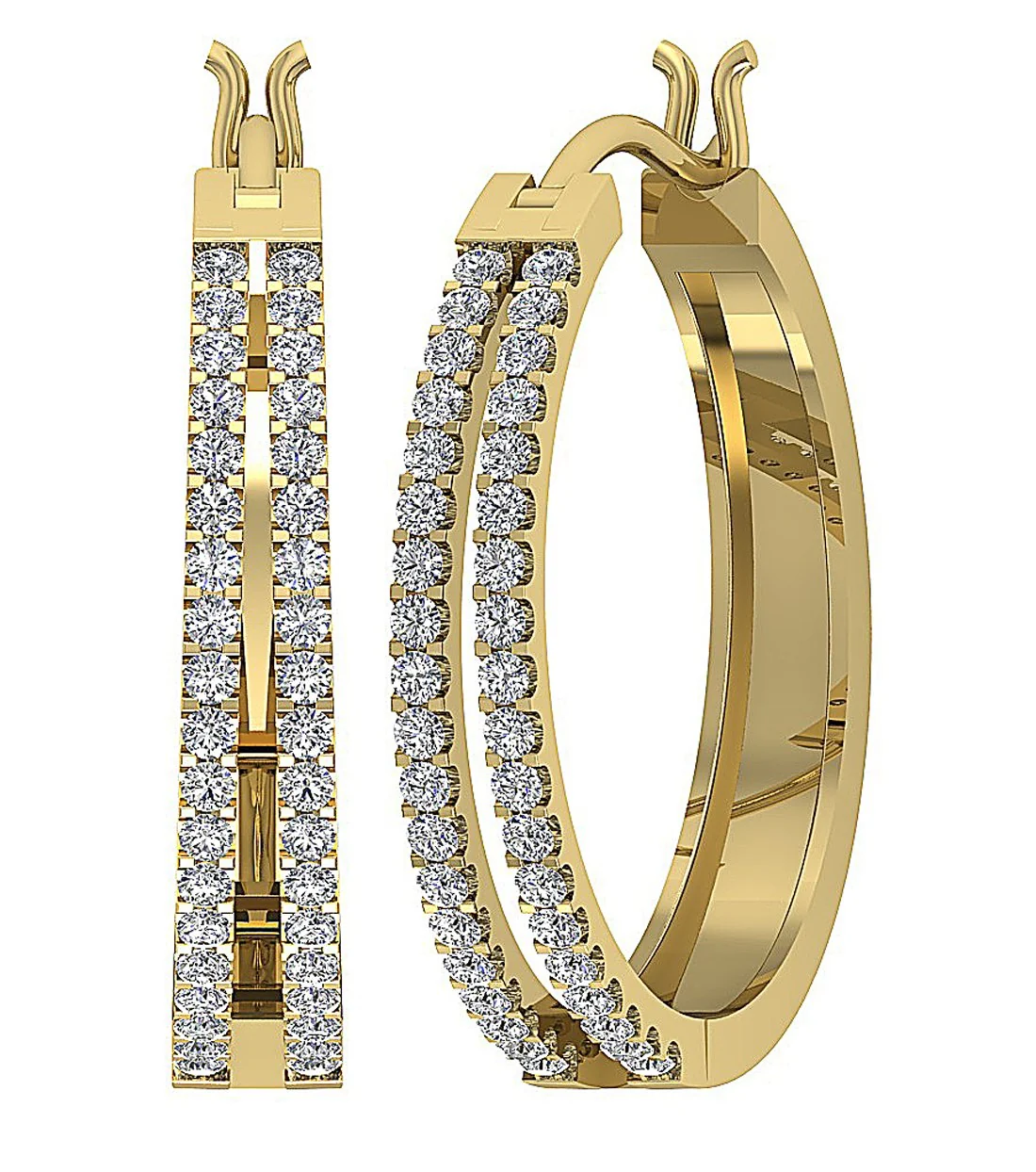 The Leon Genuine Diamond 14k White Yellow Rose Gold Handmade Hoop Earring - Image 7
