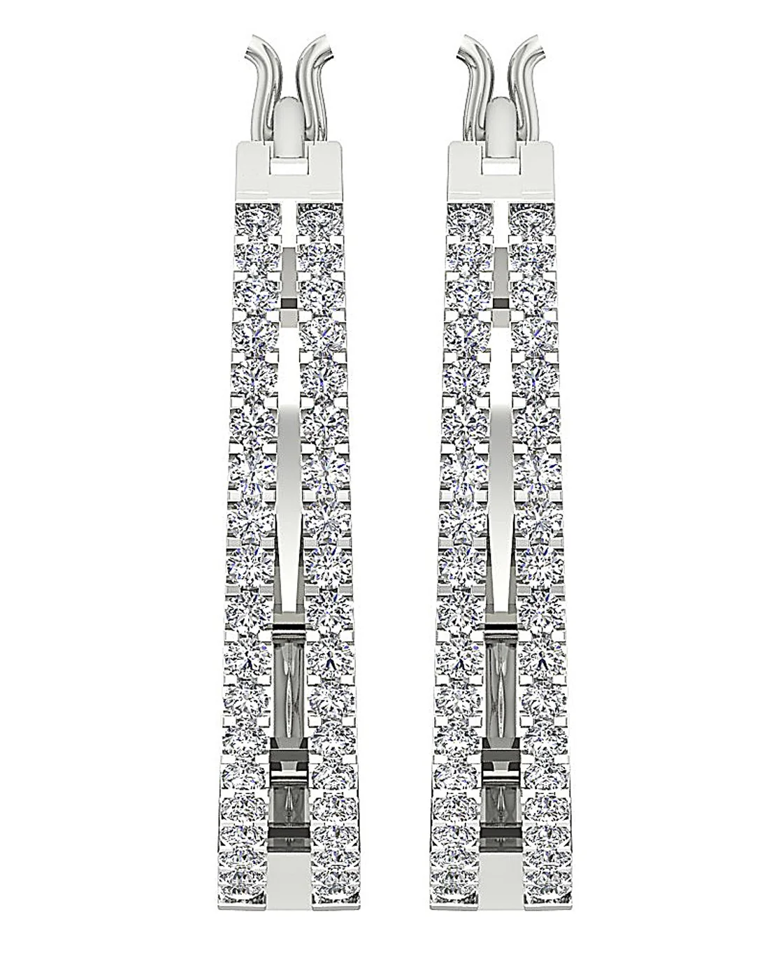 The Leon Genuine Diamond 14k White Yellow Rose Gold Handmade Hoop Earring - Image 8