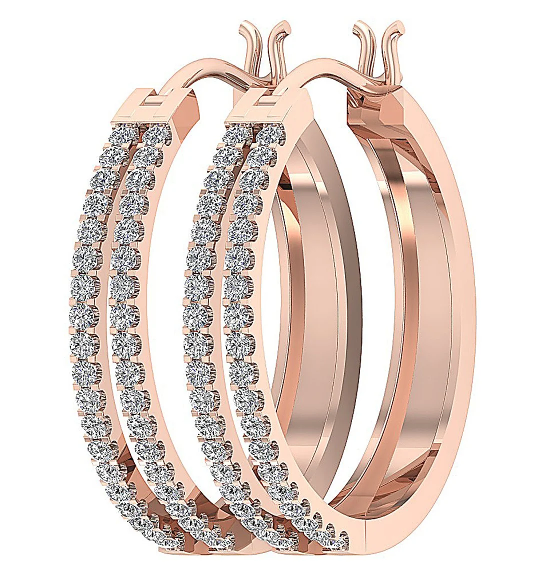 The Leon Genuine Diamond 14k White Yellow Rose Gold Handmade Hoop Earring - Image 9