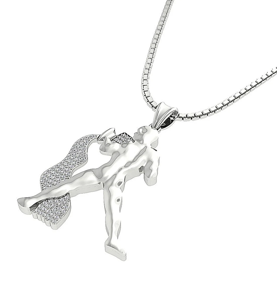 The Leon Round Diamond White Gold Aquarus Zodiac Sign Fashion Pendant 1.30 Inch - Image 4