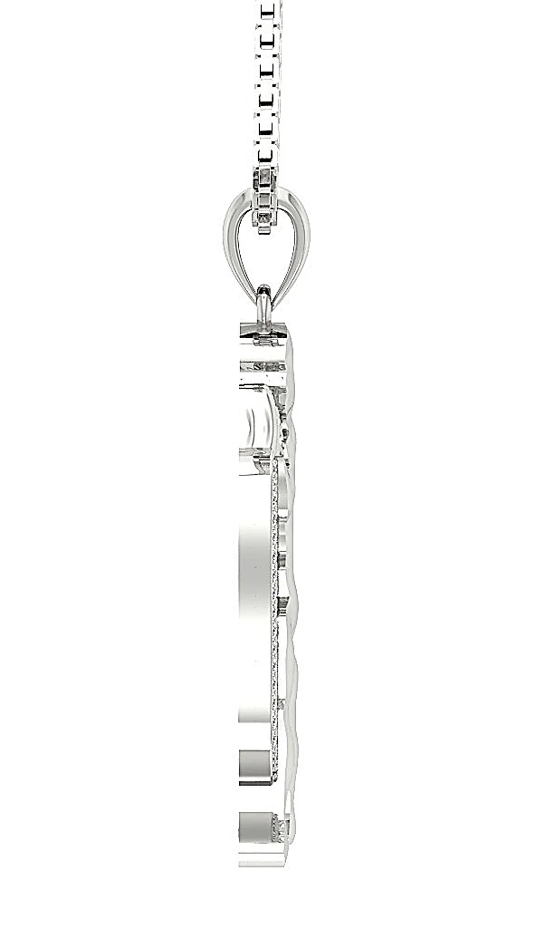 The Leon Round Diamond White Gold Aquarus Zodiac Sign Fashion Pendant 1.30 Inch - Image 5