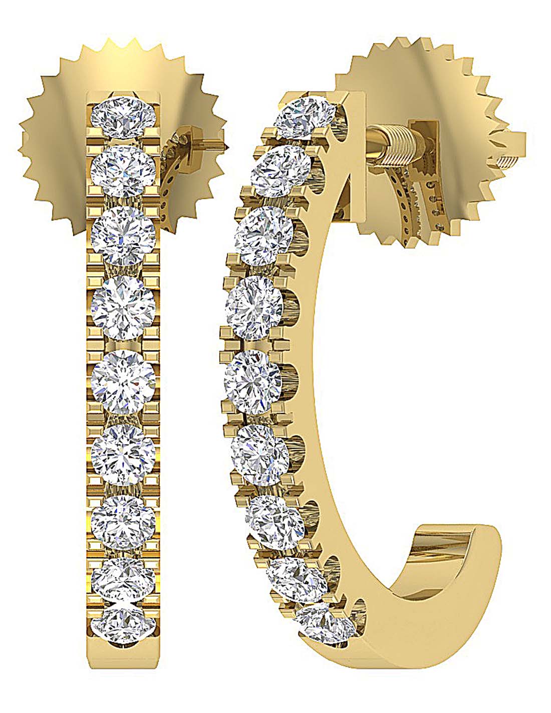 The Leonardo Excellent Round Brilliant Cut Diamond Hoop Earring Prong Set 14K Gold - Image 2