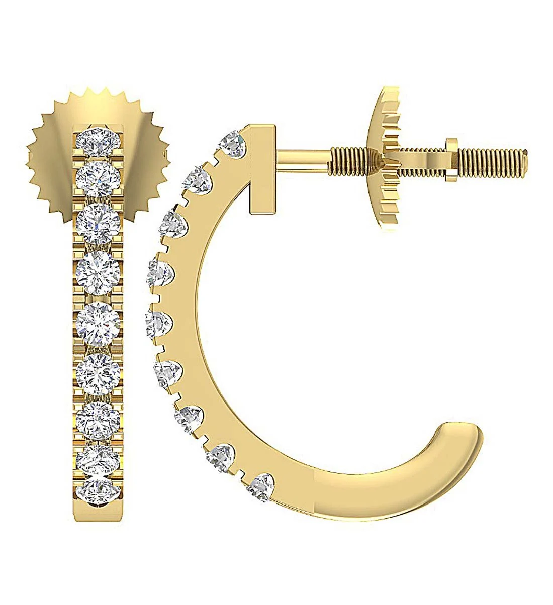 The Leonardo Excellent Round Brilliant Cut Diamond Hoop Earring Prong Set 14K Gold - Image 5