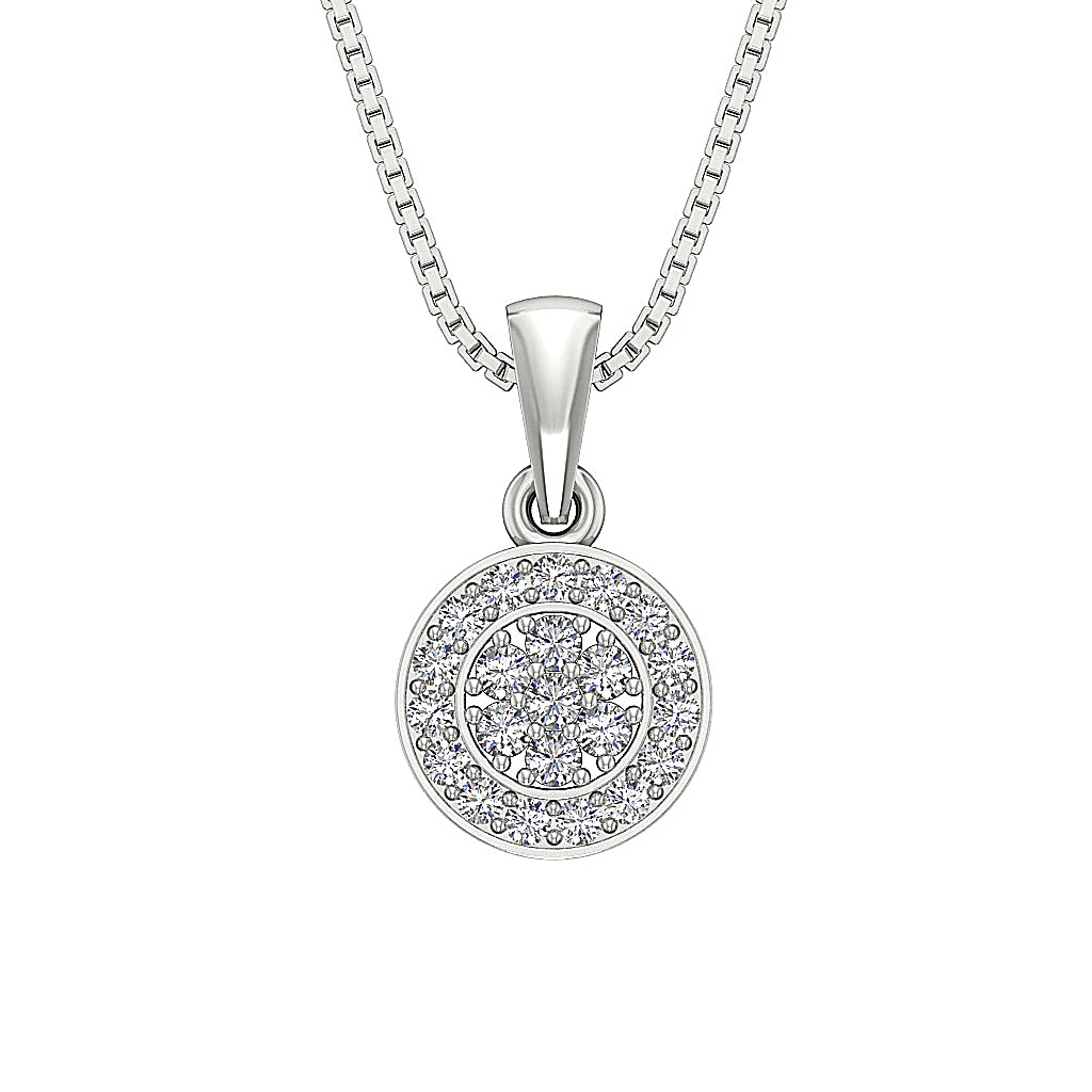 The Leonidas Genuine Diamond 14k White Gold Circle Cluster Fashion Pendant