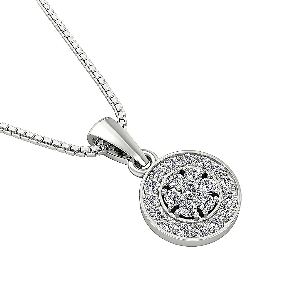The Leonidas Genuine Diamond 14k White Gold Circle Cluster Fashion Pendant - Image 10