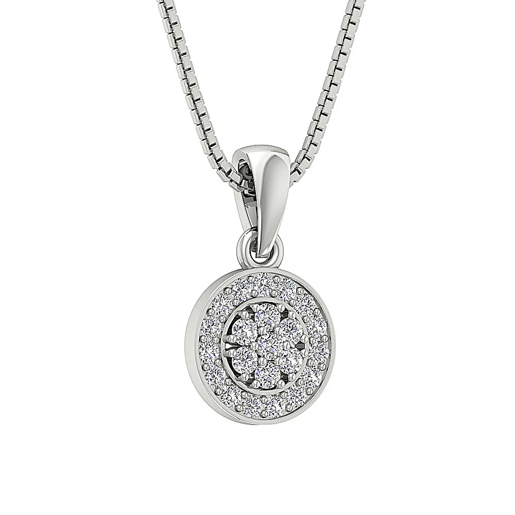 The Leonidas Genuine Diamond 14k White Gold Circle Cluster Fashion Pendant - Image 4