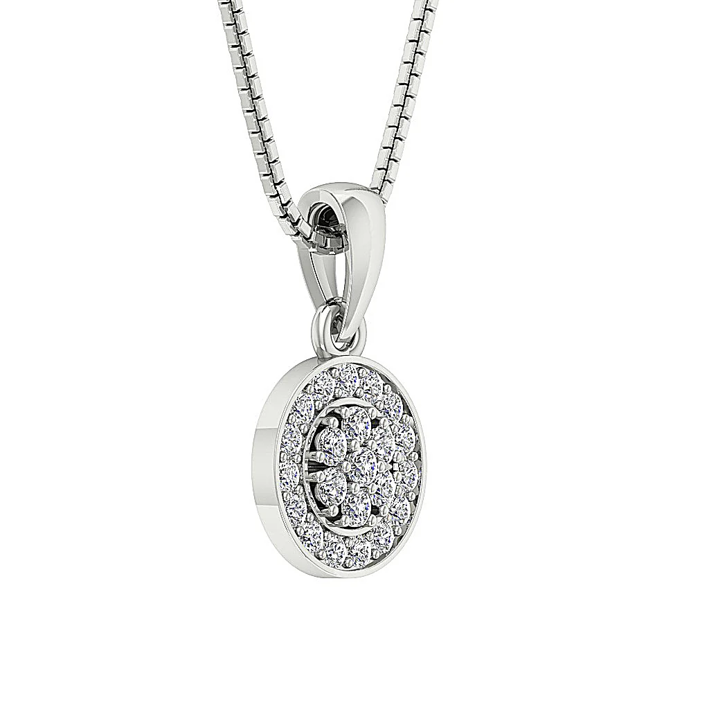 The Leonidas Genuine Diamond 14k White Gold Circle Cluster Fashion Pendant - Image 7