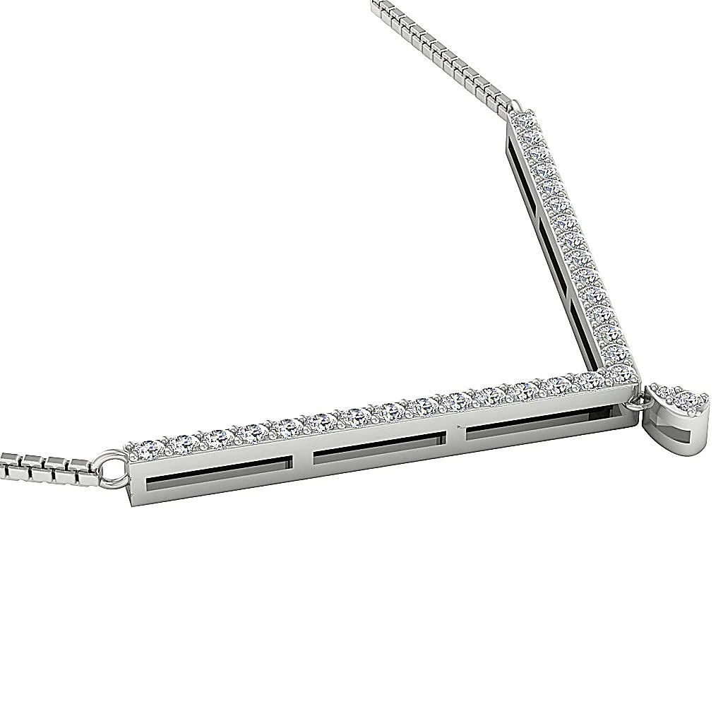 The Levi 14K White Gold "V" Shape Fashion Pendant Necklace Natural Diamond - Image 7