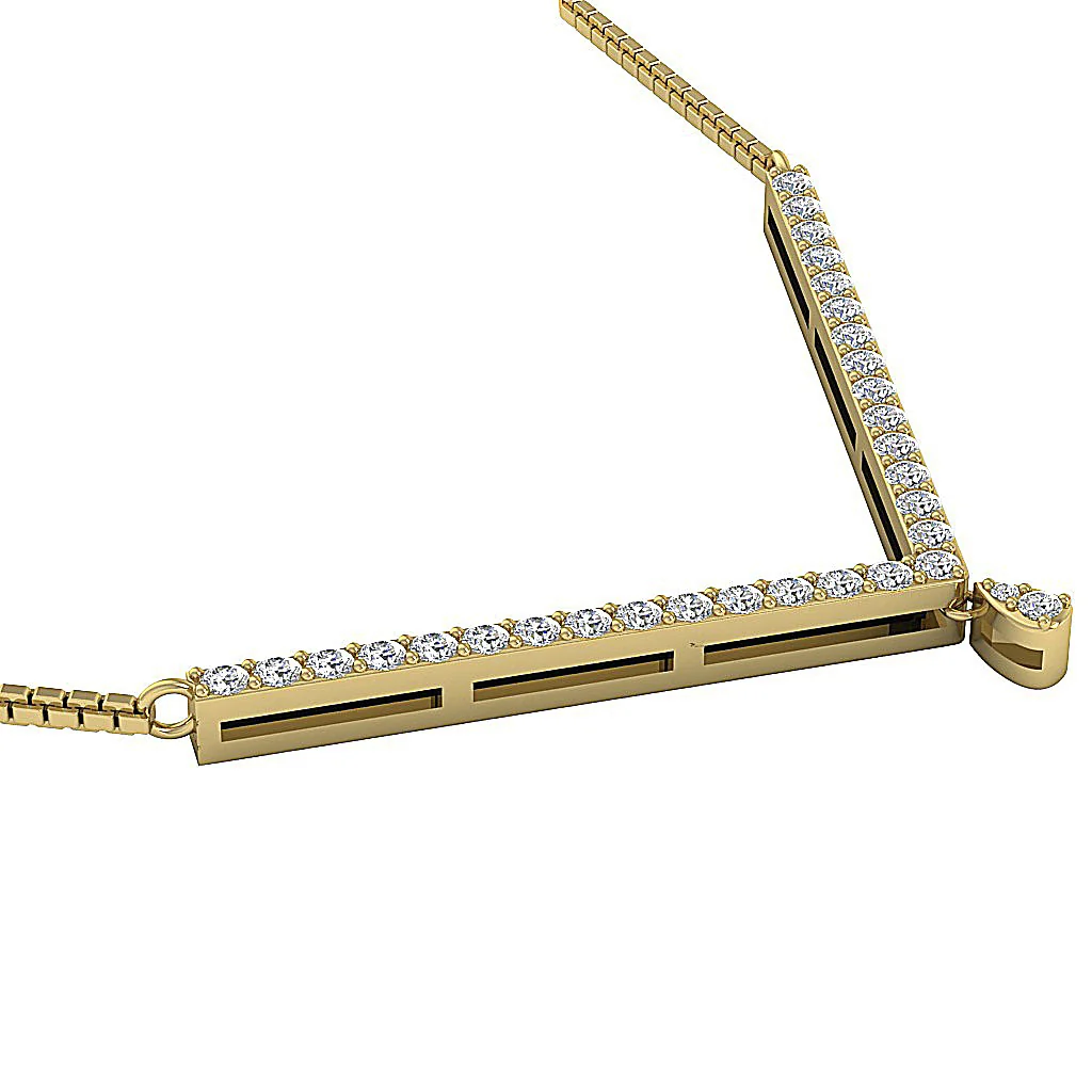 The Levi 14K White Gold "V" Shape Fashion Pendant Necklace Natural Diamond - Image 8